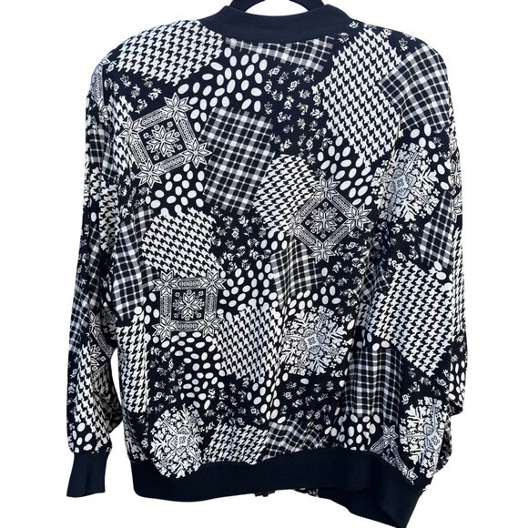 Cherisa Vintage 80s Womens Oversized Patchwork Patterned Retro Bomber Jacket 1X - Picture 3 of 9
